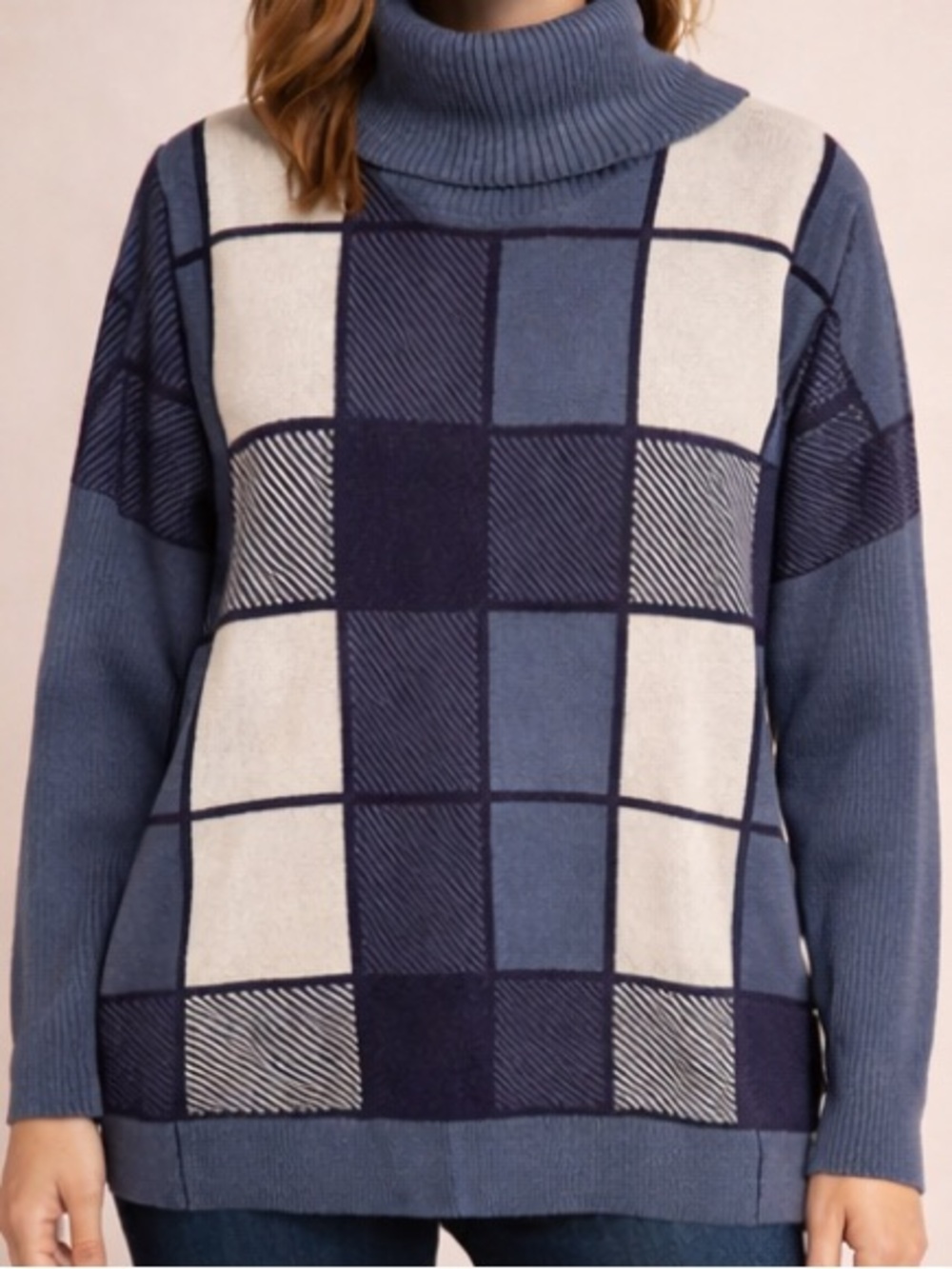 Women’s Plus Size Plaid Turtleneck Sweater - Size 2X